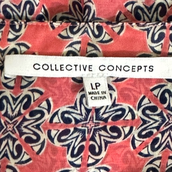 Collective Concepts sz L P top, shirt blouse mini print lightweight long sleeve - Picture 11 of 13